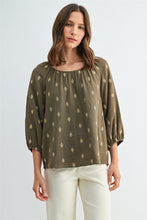 Load image into Gallery viewer, Maren Embroidered Olive Blouse