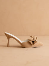 Load image into Gallery viewer, The Jane | Sand Pointed Toe Bow Accent Kitten Heel