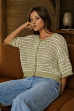 Load image into Gallery viewer, Linden Crochet Short Sleeve Cardigan | Light Olive