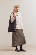 Load image into Gallery viewer, Flared Satin Maxi Skirt | Martini Olive