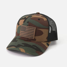 Load image into Gallery viewer, Range Leather Co. American Flag Hat | Green Camo/Black