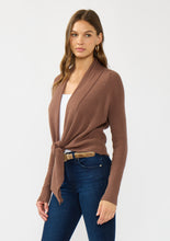 Load image into Gallery viewer, Waffle Knit Long Sleeve Tie Front Cardigan | Clove