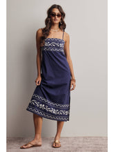 Load image into Gallery viewer, Embroidered Straight Neck Cotton Midi Dress