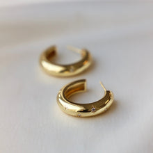 Load image into Gallery viewer, *Back In Stock!* Meredith Cz Star Thick Hoop | Gold
