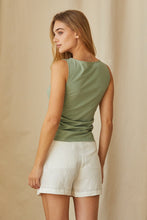Load image into Gallery viewer, Clem Shirred Knit Top | Eucalyptus