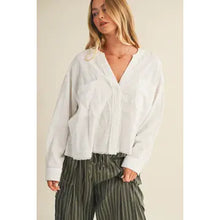 Load image into Gallery viewer, Beachcomber Lace Trim Button Down
