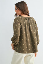 Load image into Gallery viewer, Maren Embroidered Olive Blouse
