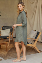 Load image into Gallery viewer, Milio Milano Italian Linen Long Sleeve Shirt Dress | Army Green
