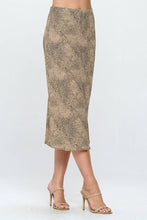 Load image into Gallery viewer, Renee C Taupe Leopard Print Midi Skirt
