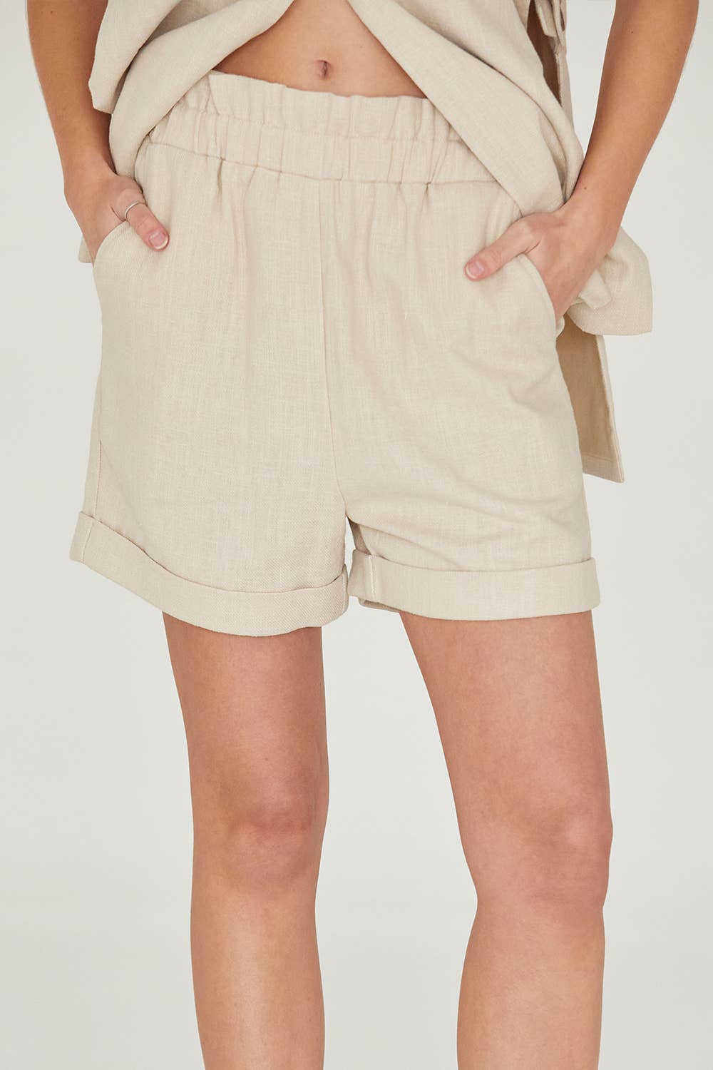 Crescent Tammy Linen Bucket Shorts - Oatmeal