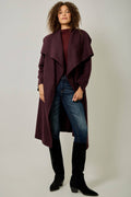 Shawl Collar Long Coat | Burgundy