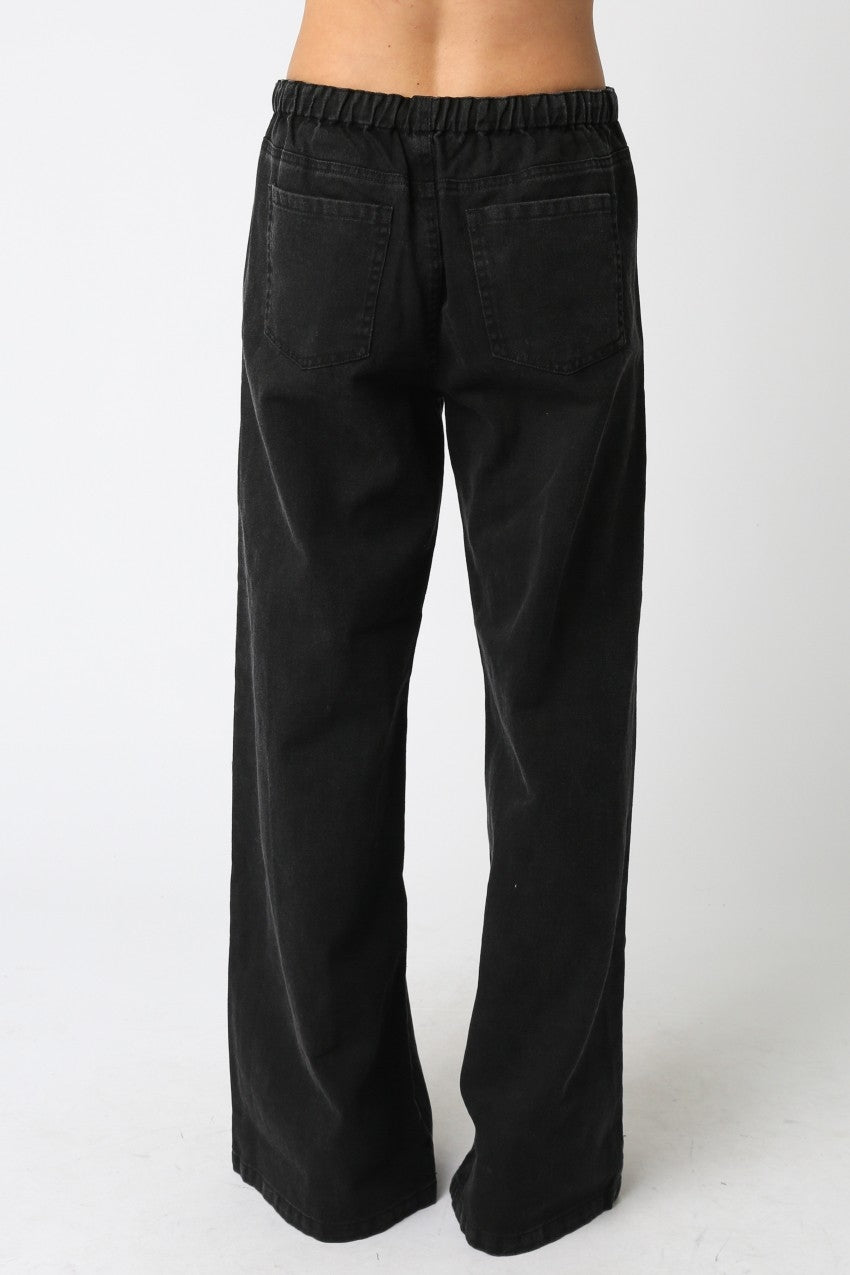 Kaylyn Drawstring Wide Leg Pants | Black