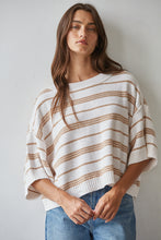 Load image into Gallery viewer, Knit Striped Short Sleeve Crew Neck Pullover Top
