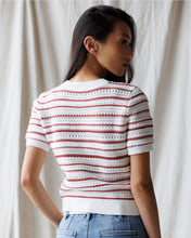 Load image into Gallery viewer, Seaside Red &amp; White Striped Short Sleeve Sweater

