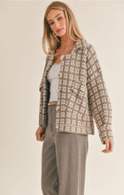 Load image into Gallery viewer, Indira Houndstooth Sweater Jacket: Brown Multi
