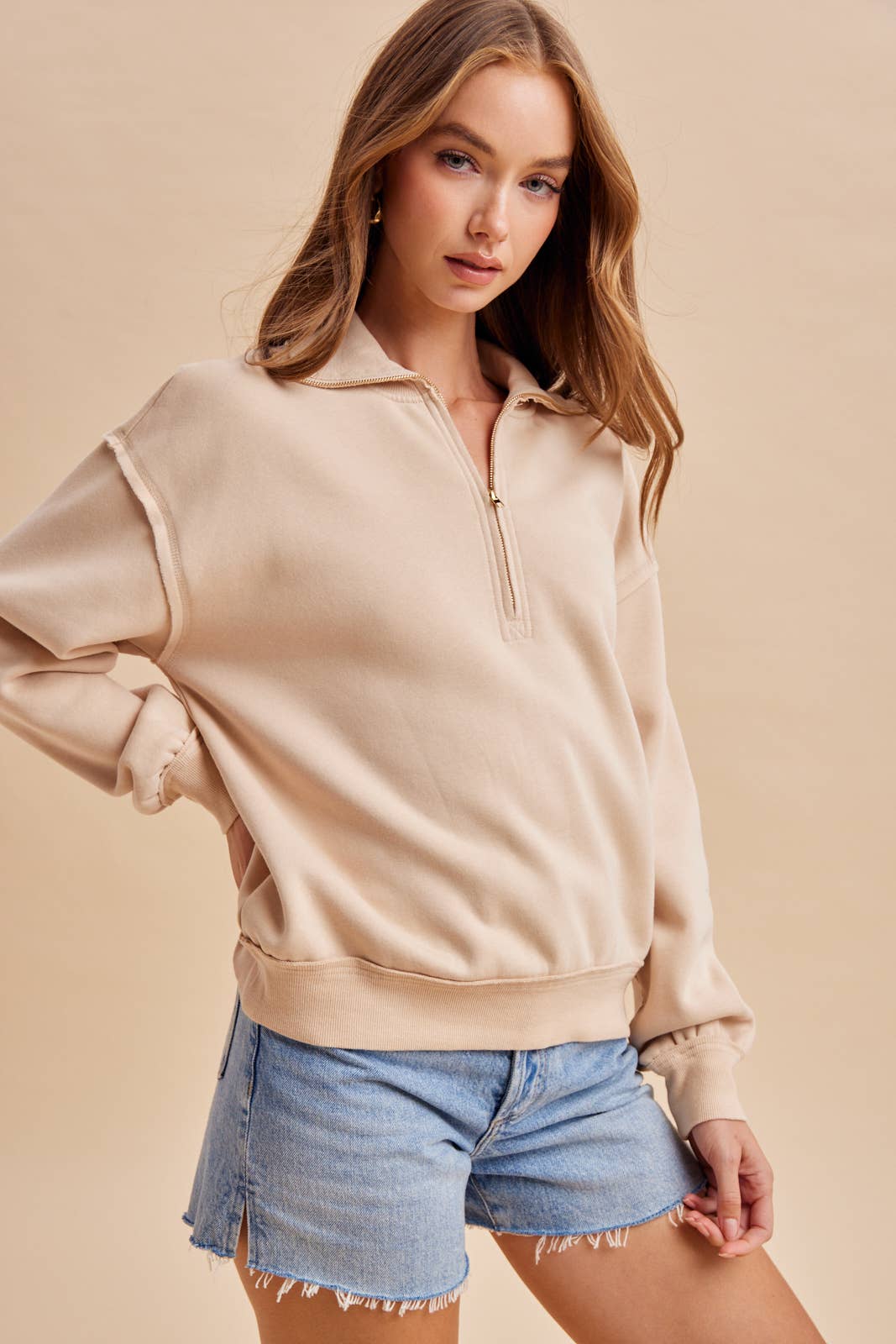 The Seamed Quarter-Zip Pullover