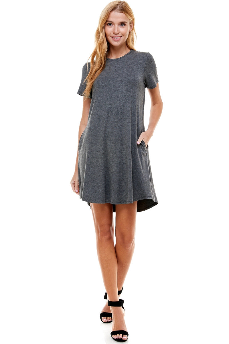 Azules Pocket Mini Dress | Charcoal