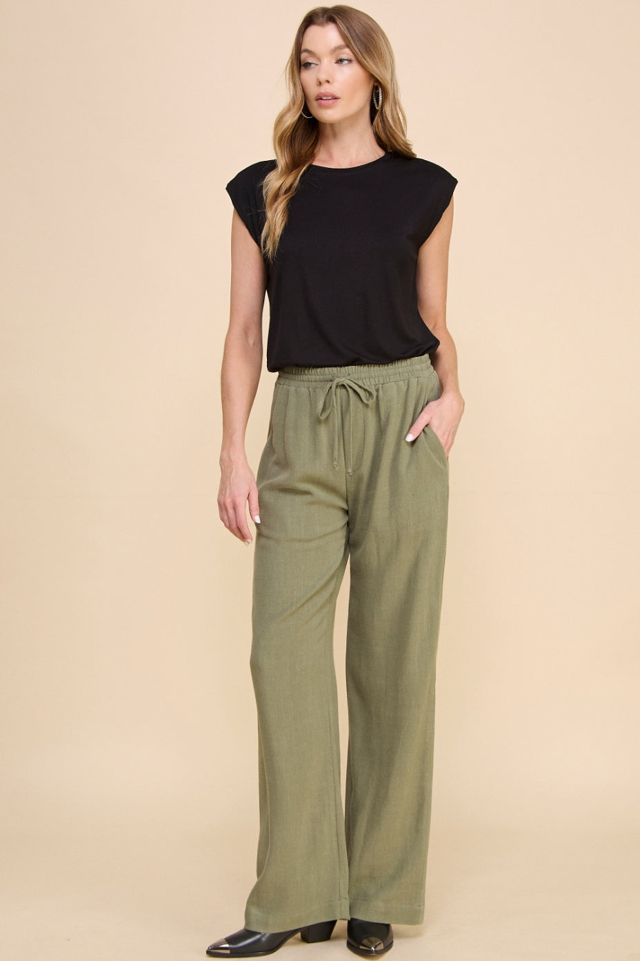Evergreen Linen Pants | Olive