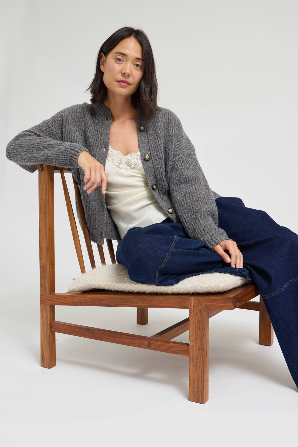 *Back In Stock!* Chunky Rib Cardigan | Charcoal