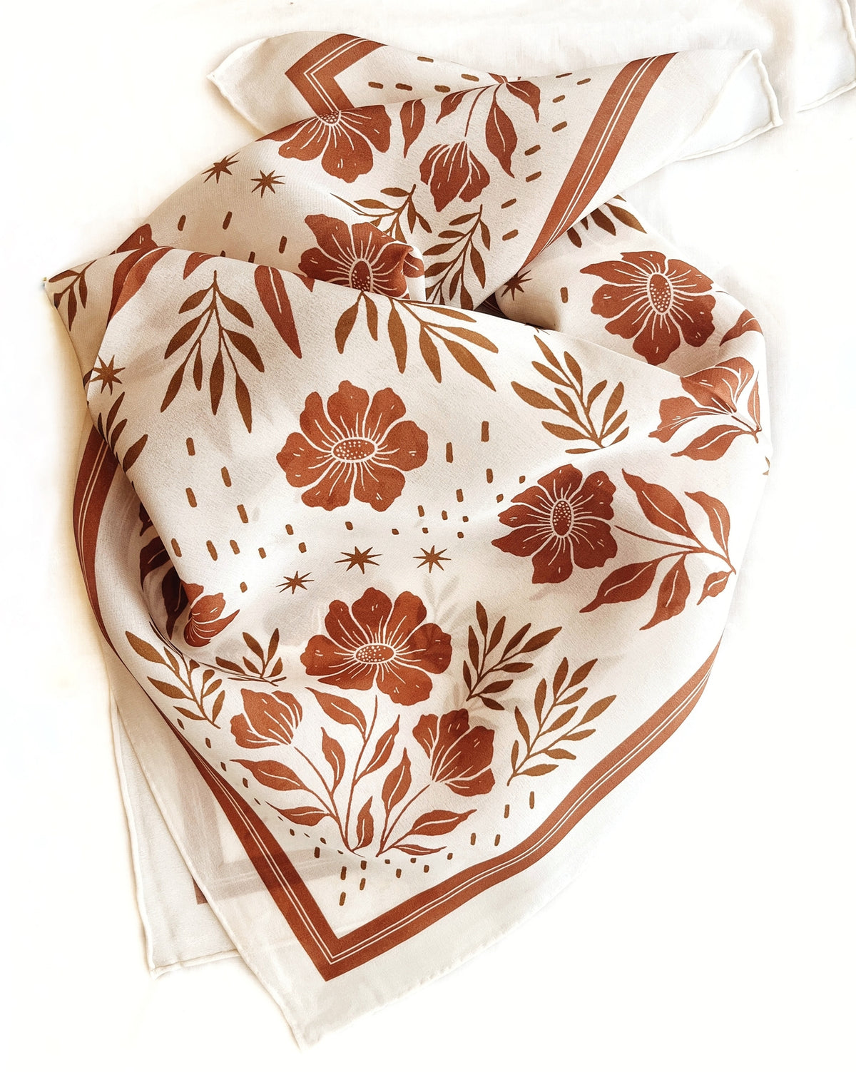100% Silk Bandana Scarf | Desert Floral Western Earth Tones