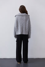 Load image into Gallery viewer, Crescent Mary-Ann Front Zip Chunky Cable Knit Sweater
