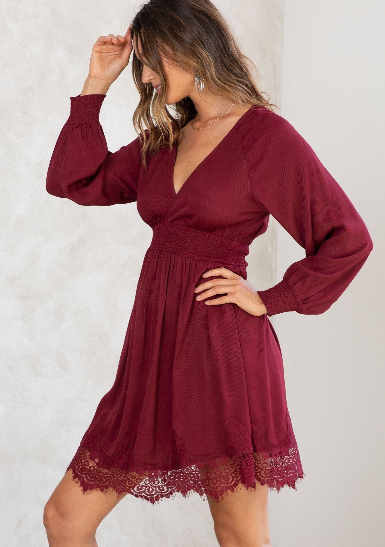 white christmas dresses Annita Crepe Halter Midi Dress / Merlot | Meshki