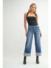 Load image into Gallery viewer, Just Black Denim Scissor Cut Cuffed Wide Leg
