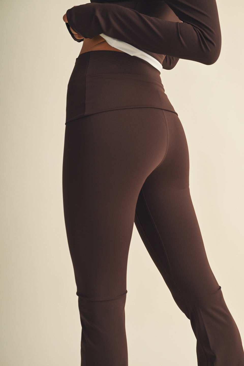 Active Foldover Flare Legging | Dark Chocolate