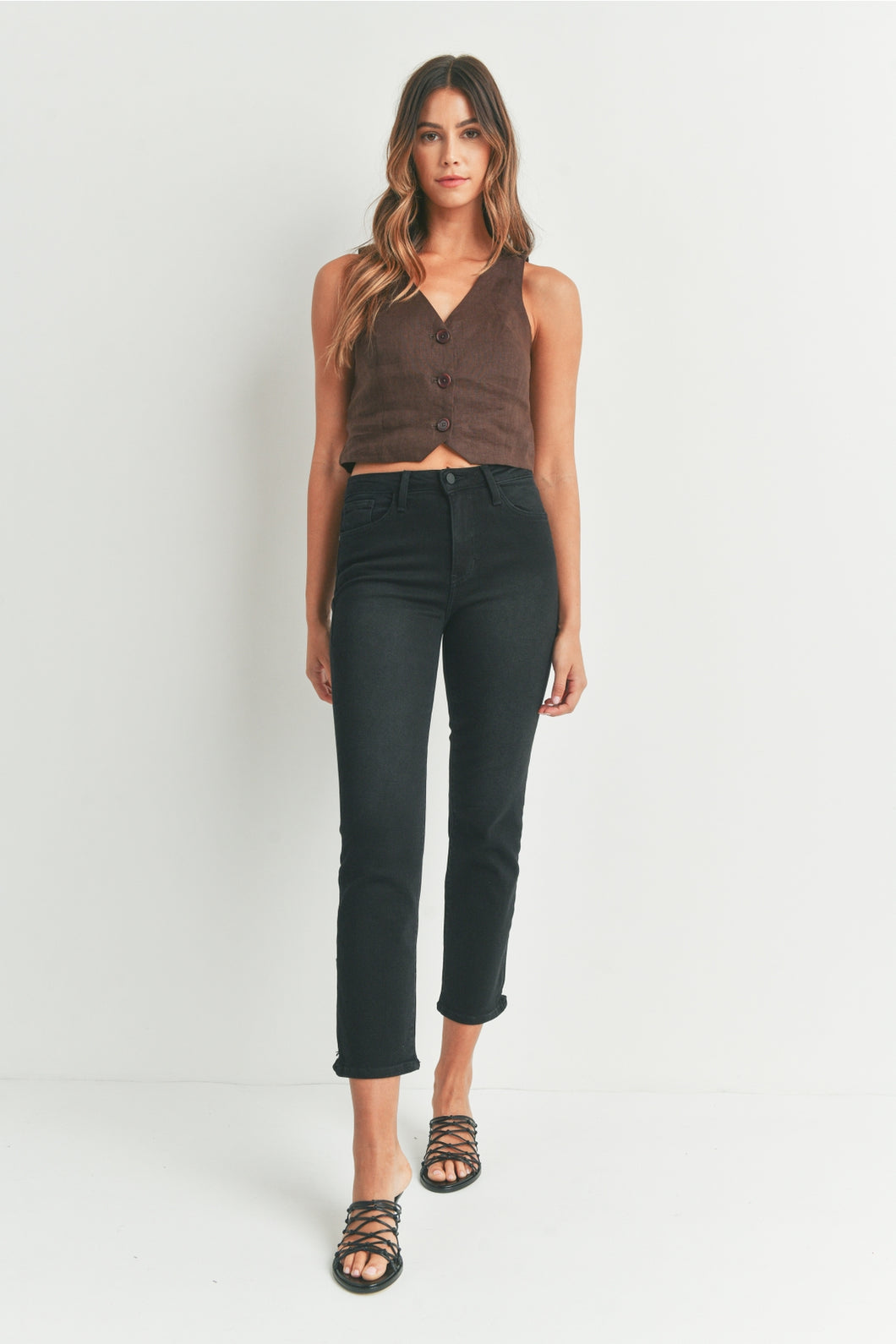 Just Black Denim Slim Straight w/ Distress | Washed Black