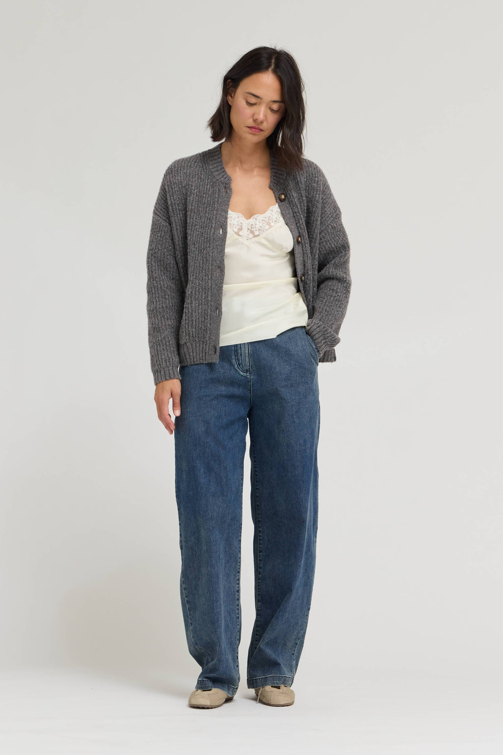 *Back In Stock!* Chunky Rib Cardigan | Charcoal