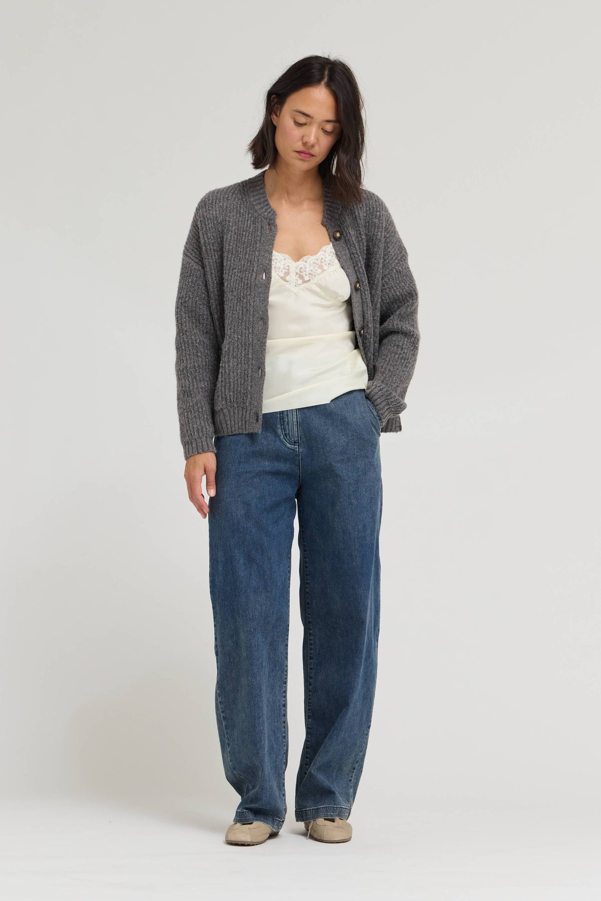 *Back In Stock!* Chunky Rib Cardigan | Charcoal