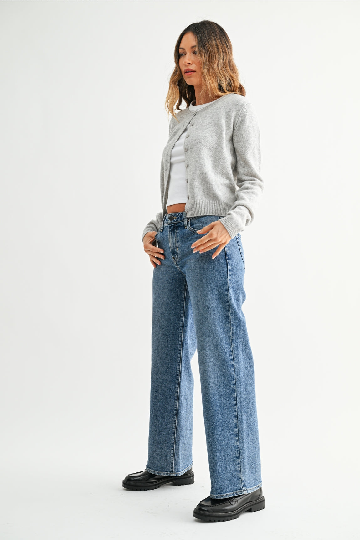 *Back in Stock!* Just Black Denim Mid Rise Slim Wide Leg | Medium