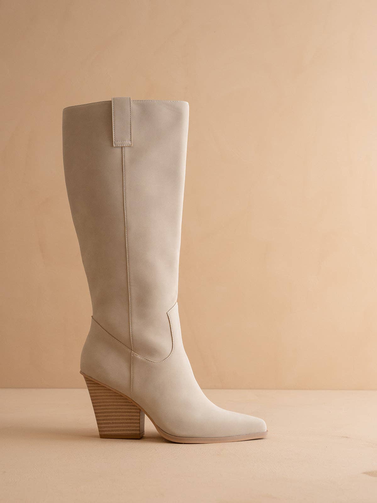 The Collins | Light Grey Pointed Toe Western Knee Boot