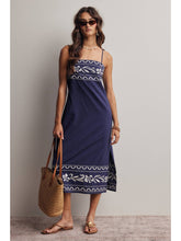 Load image into Gallery viewer, Embroidered Straight Neck Cotton Midi Dress
