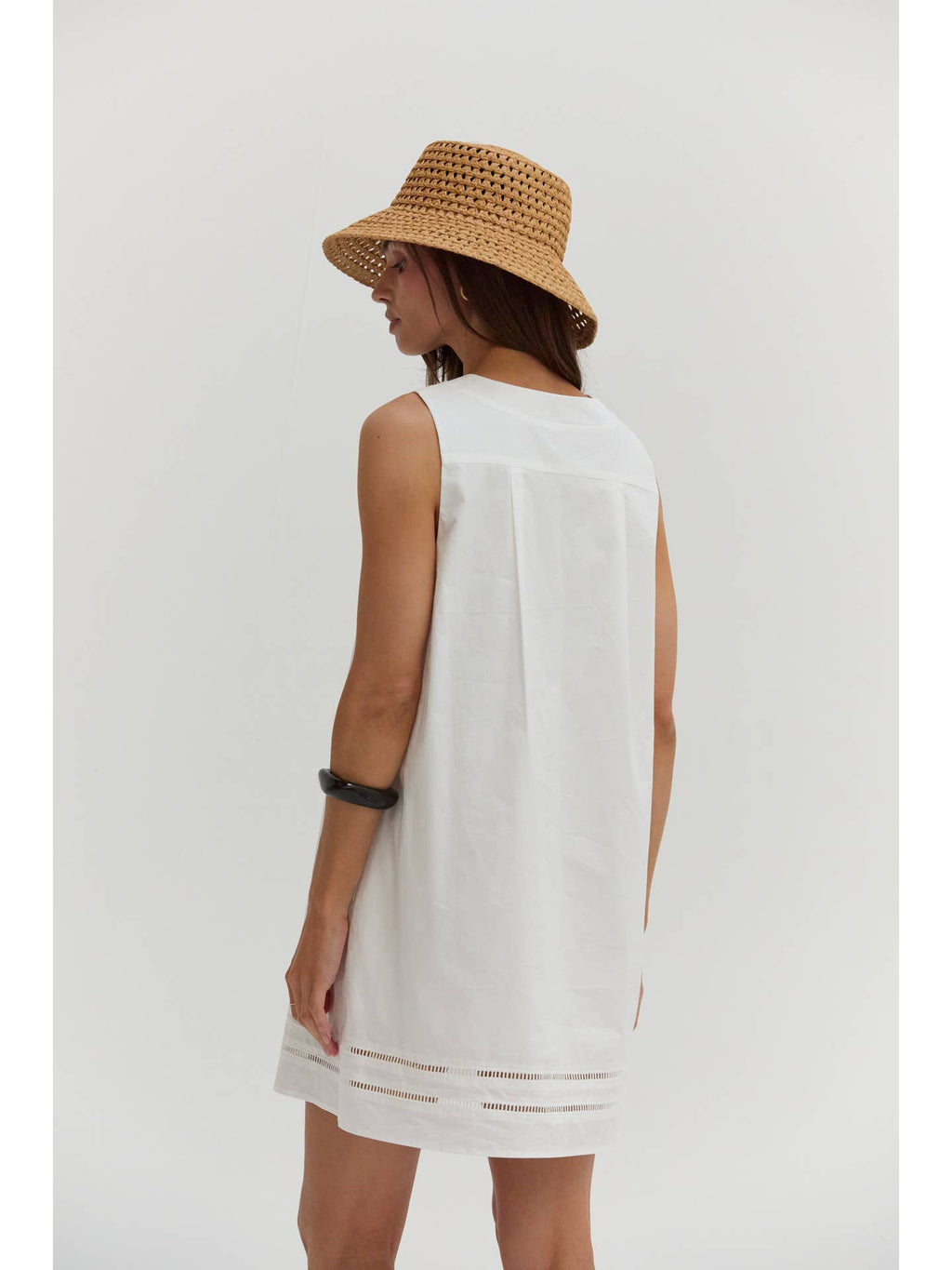 Reese Poplin Lattice Trim Mini Dress