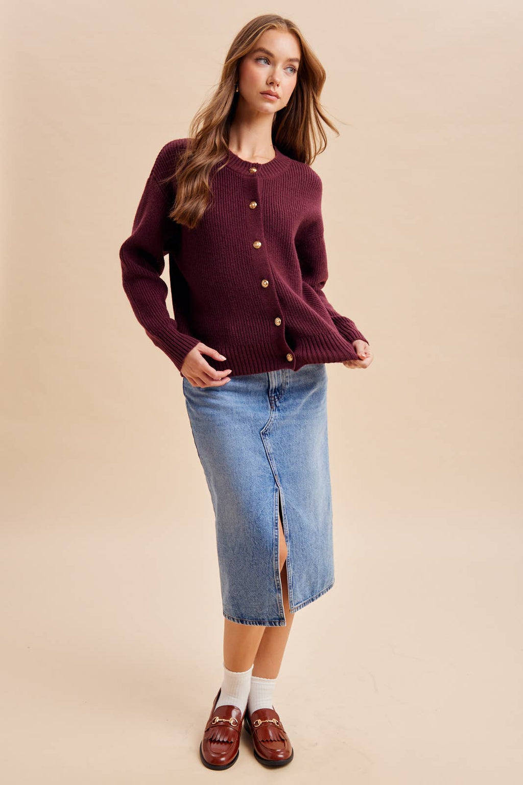 The Eloise Gold Button Cardigan