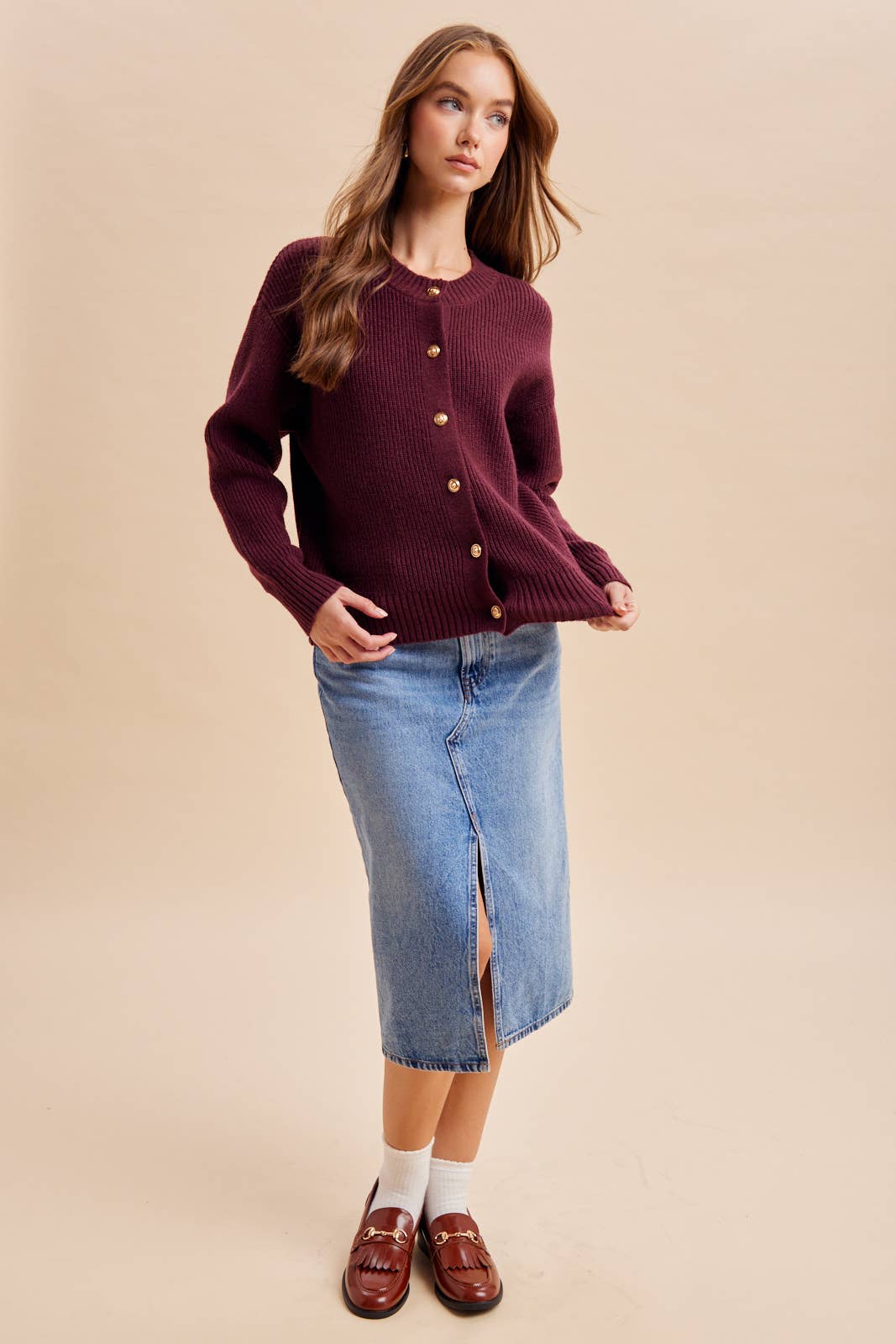 The Eloise Gold Button Cardigan