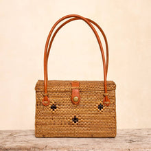 Load image into Gallery viewer, Ata Vine Rattan Box Handbag with Diamond Pattern
