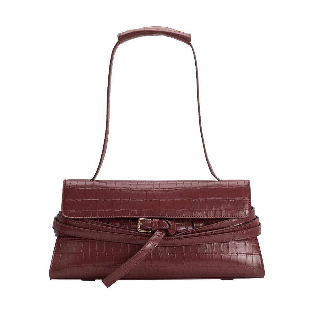 Klarissa Burgundy Recycled Vegan Leather Shoulder Bag