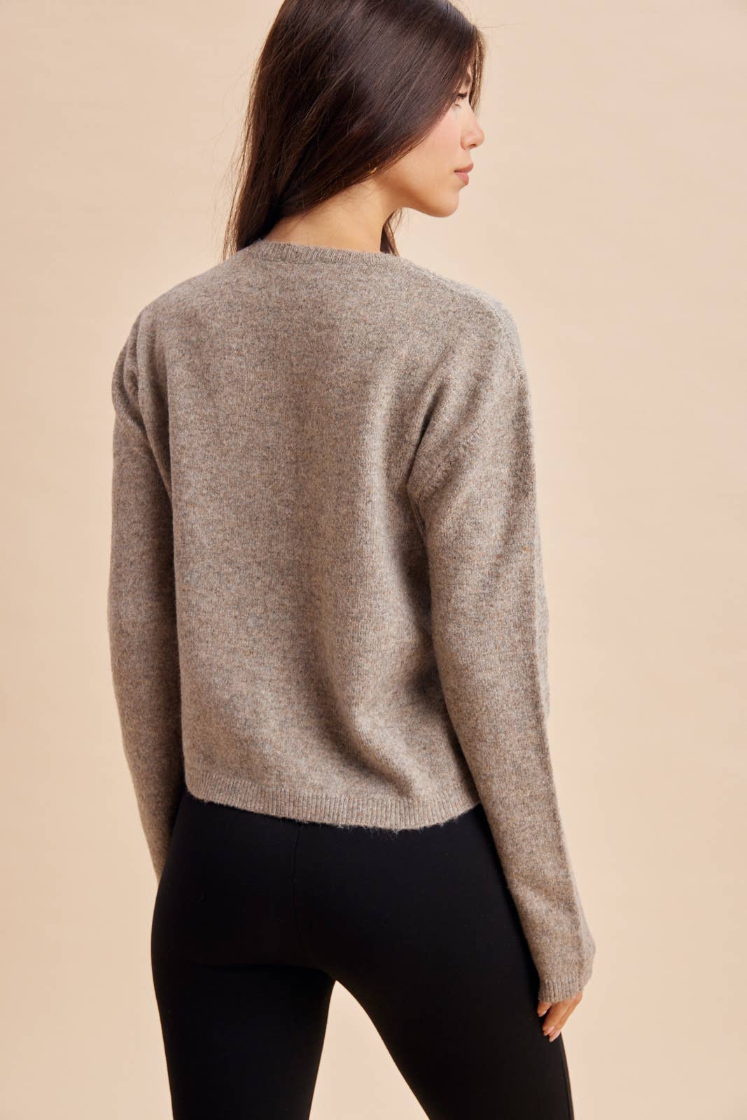 The Hannah Wool Blend Cardigan | Marled Flax