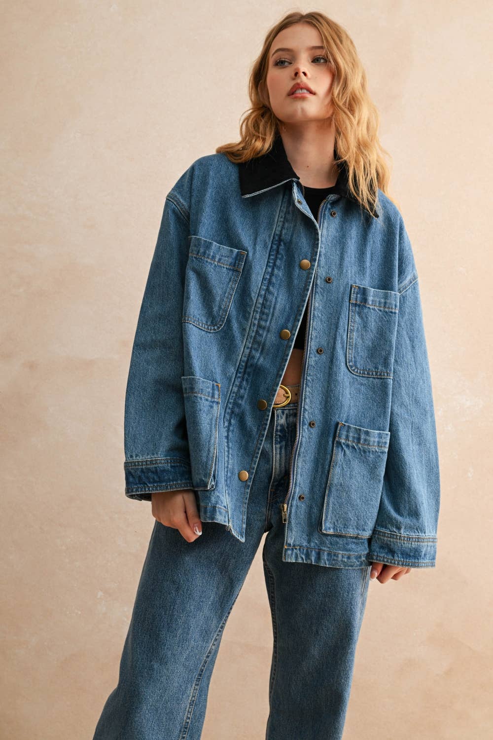 The Leroy Corduroy Collar Denim Utility Jacket