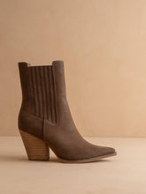 Load image into Gallery viewer, The Lydia | Coffee Suede Pointed Toe Western Bootie
