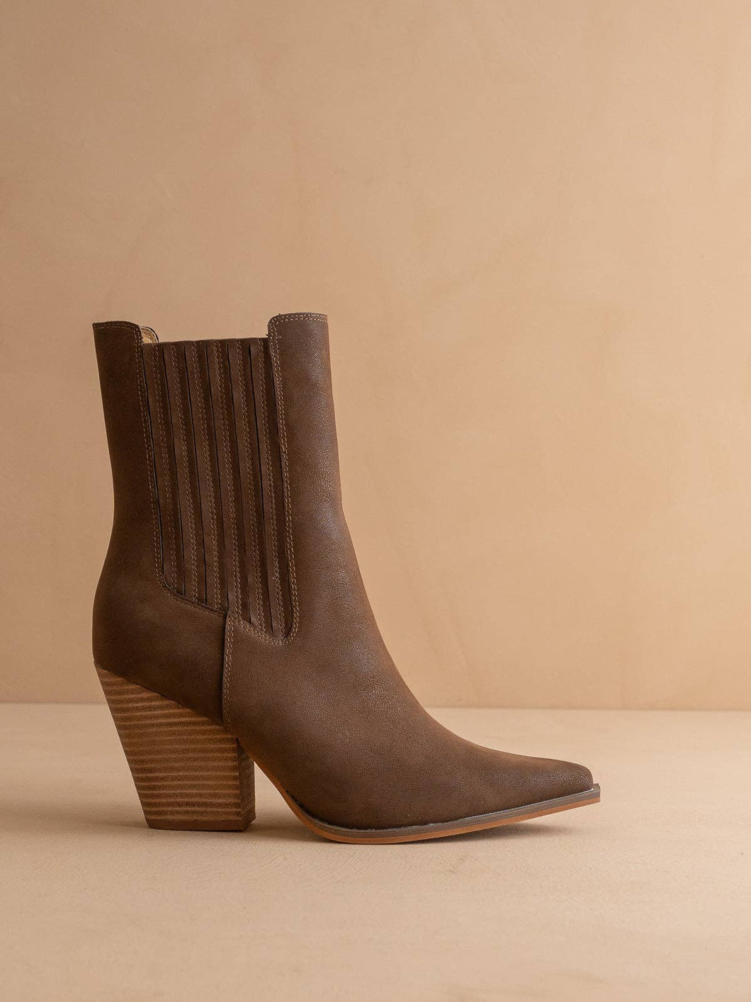 The Lydia | Coffee Suede Pointed Toe Western Bootie