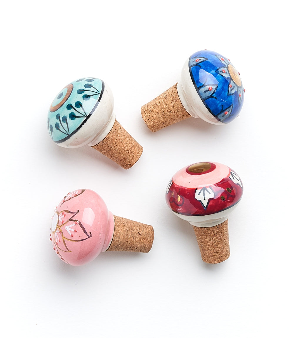 Jalini Wine Stopper Cork | Hand Painted Ceramic