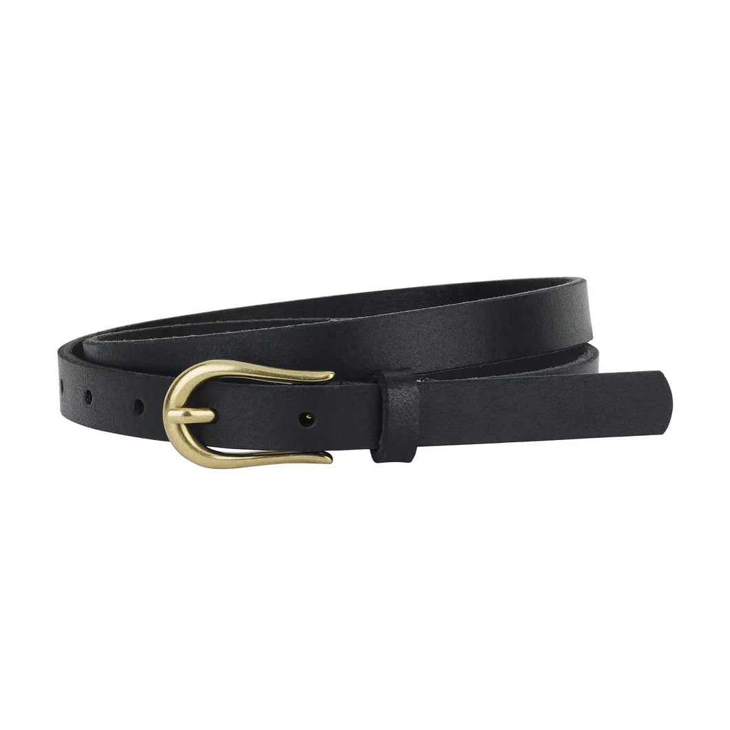 Everyday Skinny Brass Buckle Leather Belt | 3 Colors Available