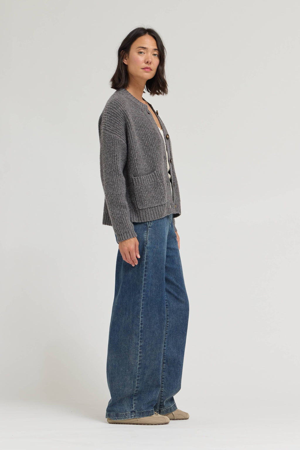 *Back In Stock!* Chunky Rib Cardigan | Charcoal