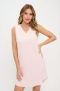 Blush Petal Linen Shift Dress