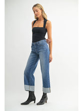 Load image into Gallery viewer, Just Black Denim Scissor Cut Cuffed Wide Leg
