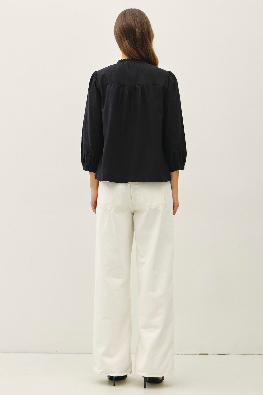 Crisp Cotton Button Up Flowy Blouse