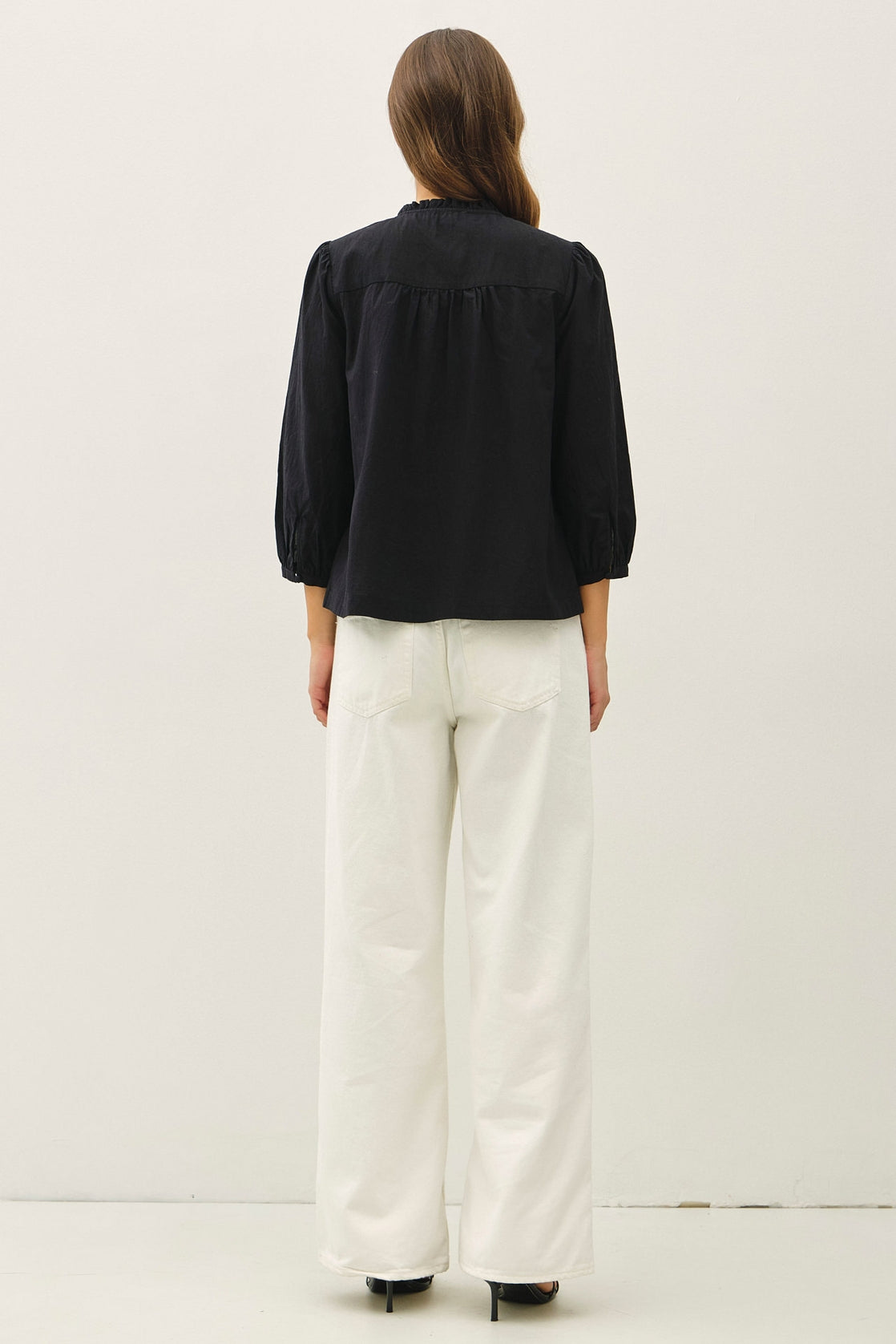 Crisp Cotton Button Up Flowy Blouse